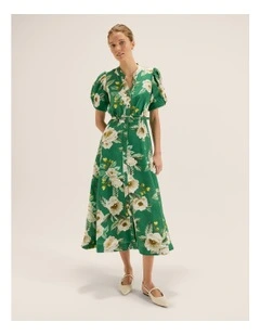 Peony Shirtdress in Fern Green