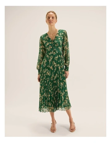 Meadows Floral Dress in Fern Green