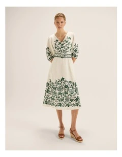 Marjorie Midi Dress in Ivory