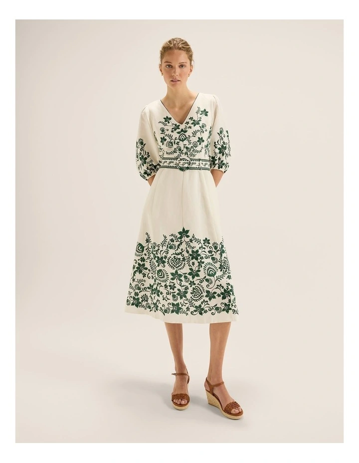 Marjorie Midi Dress in Ivory image 1