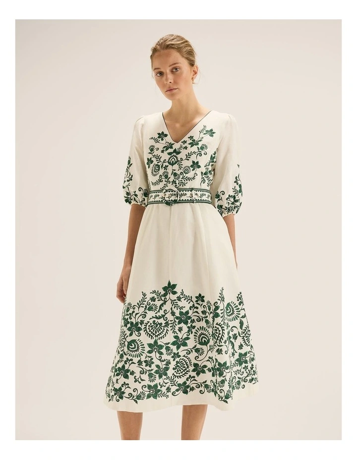 Marjorie Midi Dress in Ivory image 6