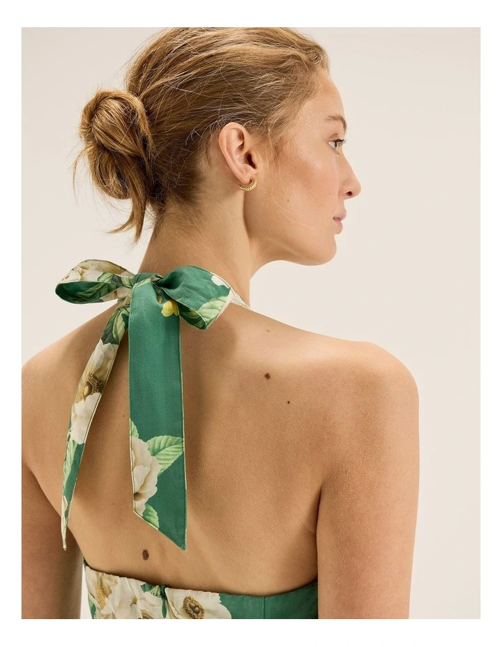 Peony Halter Dress in Green image 3