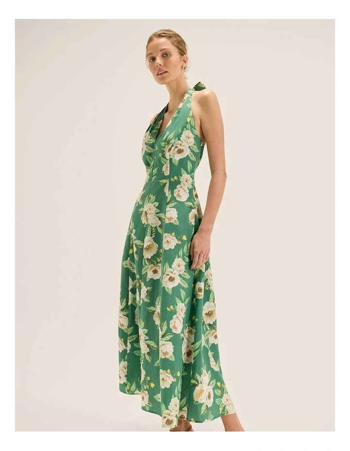 Peony Halter Dress in Green image 6