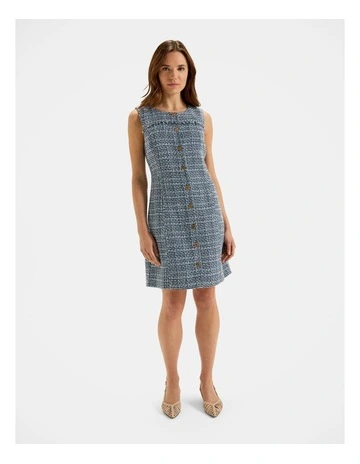 Anais Tweed Dress in Blue
