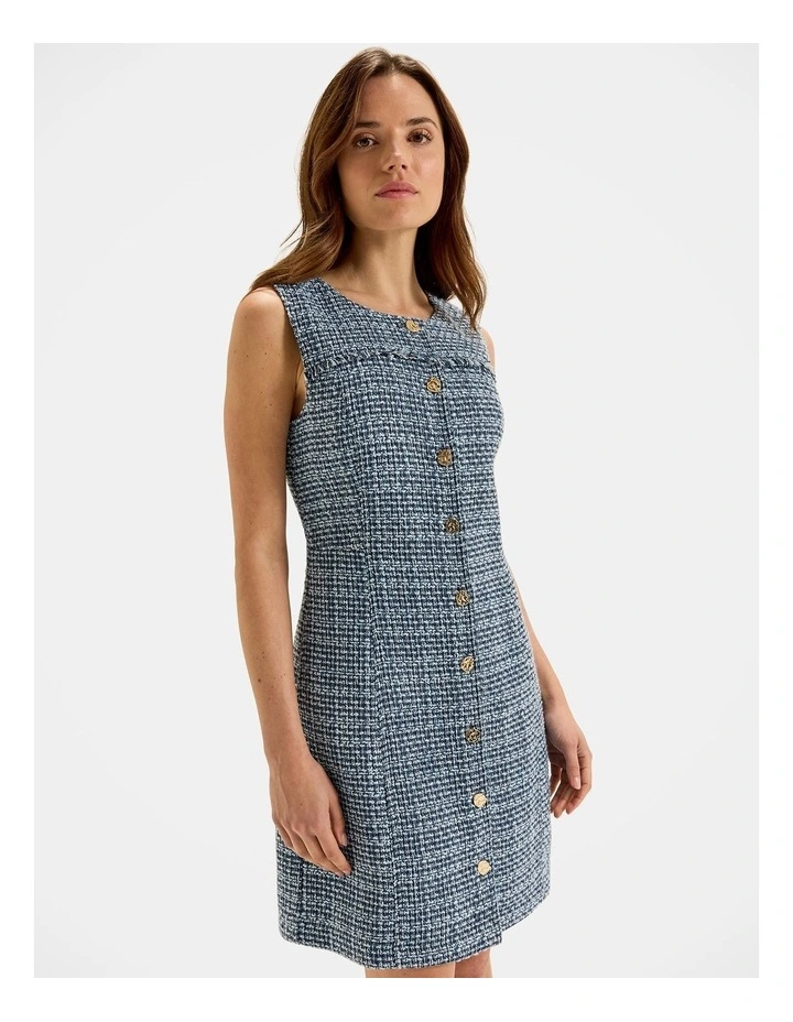 Anais Tweed Dress in Blue image 3