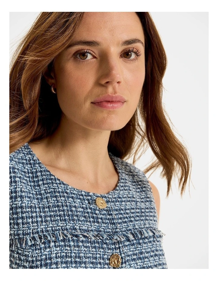 Anais Tweed Dress in Blue image 4