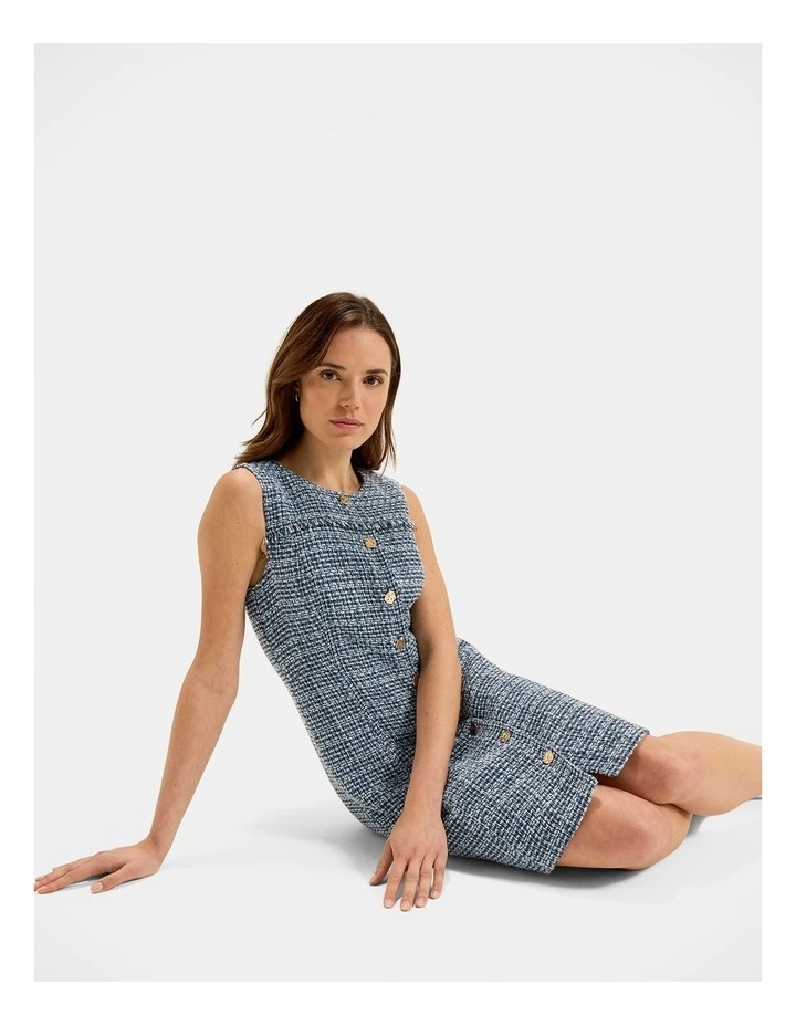 Anais Tweed Dress in Blue image 6