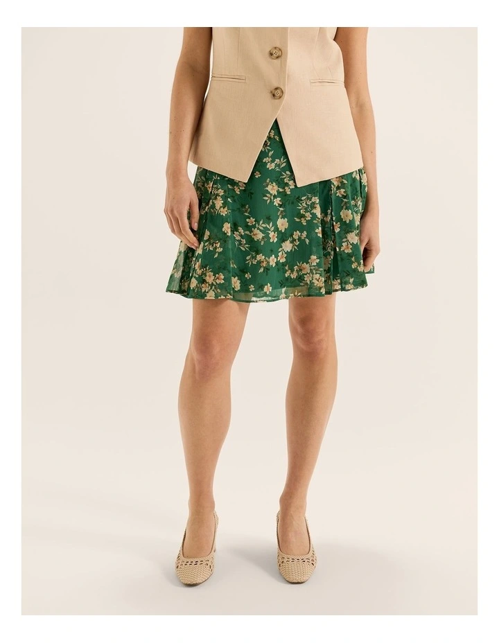 Meadows Floral Skirt in Green image 3