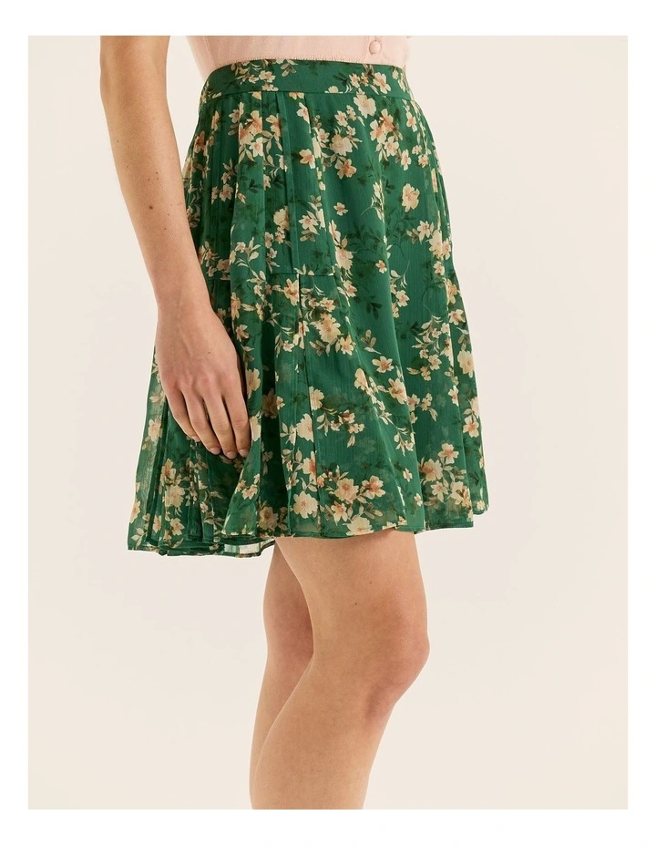 Meadows Floral Skirt in Green image 4