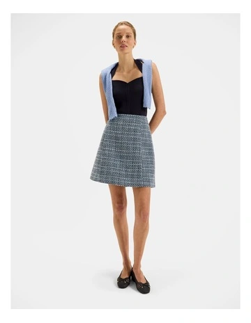 Anais Tweed Skirt in Blue