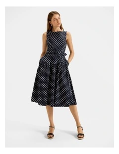 Tia Spot Dress in Ink