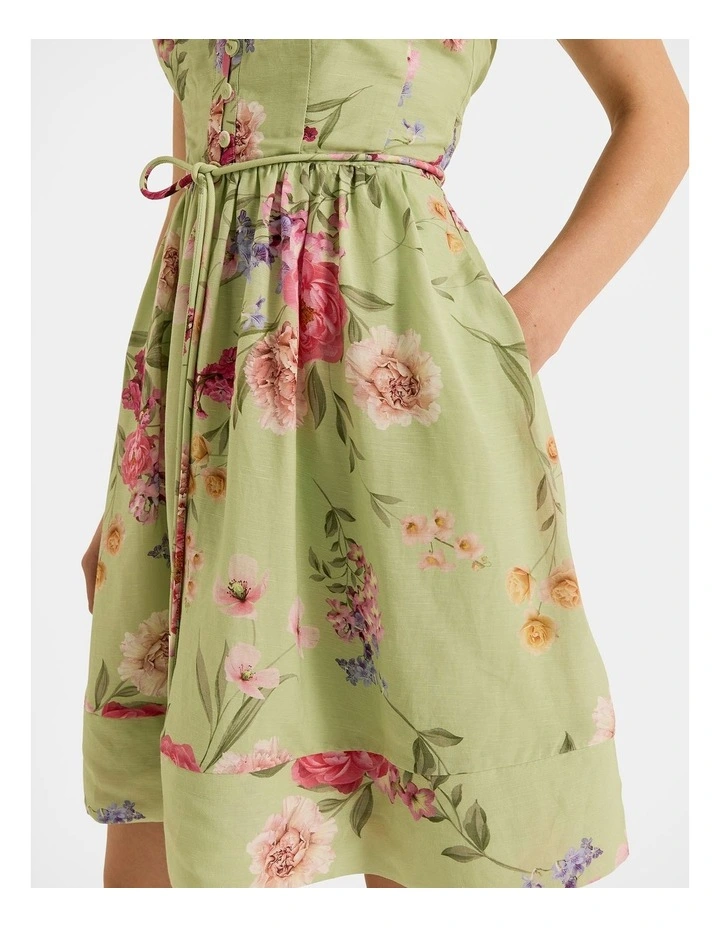 Jardin Mini Dress in Green image 4