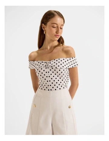 Tia Spot Knot Top in Ivory