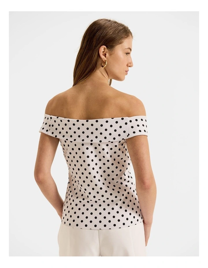 Tia Spot Knot Top in Ivory image 2