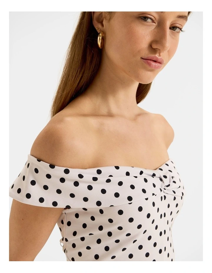 Tia Spot Knot Top in Ivory image 3