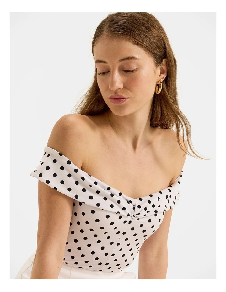 Tia Spot Knot Top in Ivory image 4
