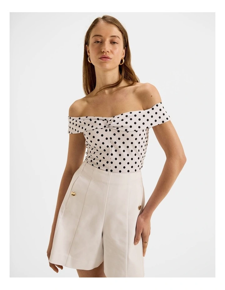Tia Spot Knot Top in Ivory image 5