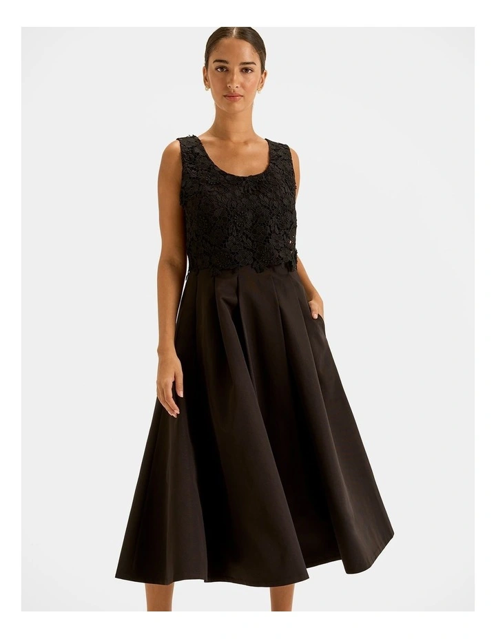 Bloom Midi Dress in Black image 3