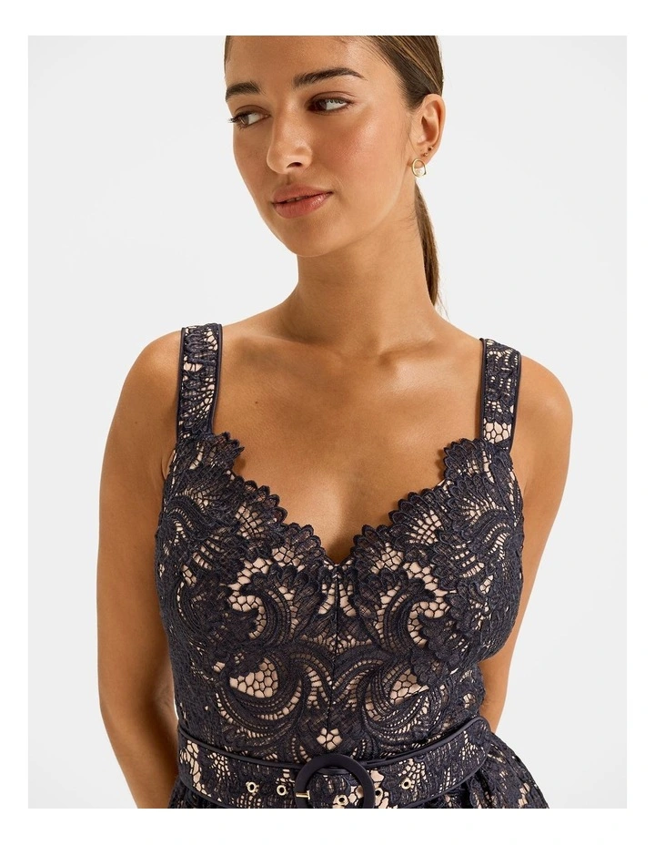 Illusion Lace Dress in Ink image 3