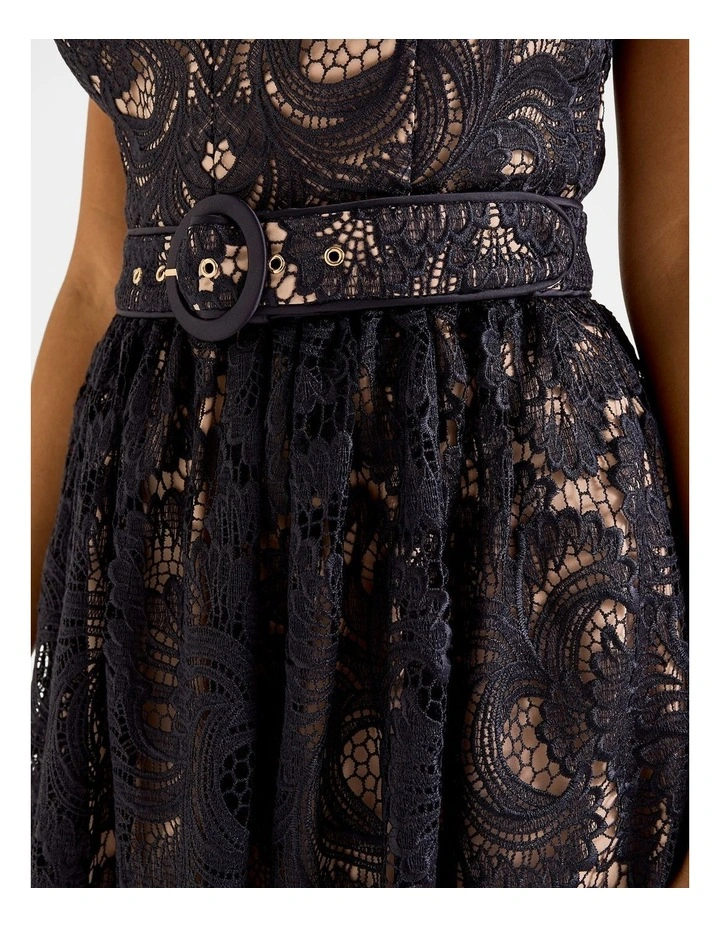 Illusion Lace Dress in Ink image 4