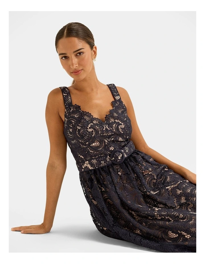 Illusion Lace Dress in Ink image 6