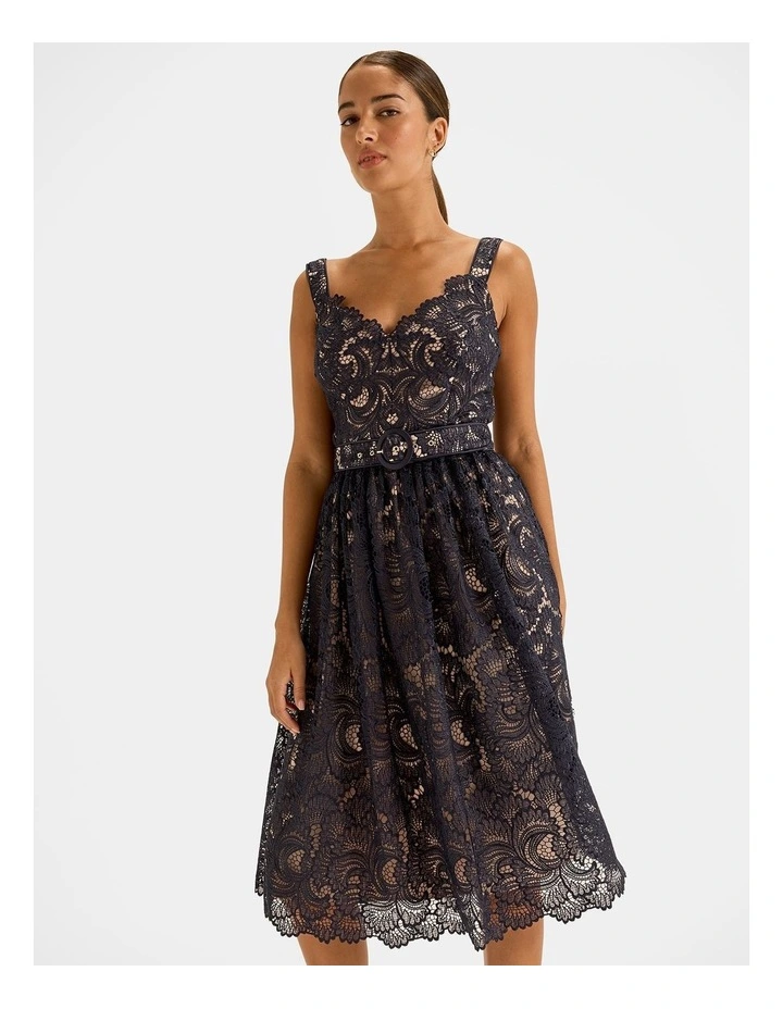 Illusion Lace Dress in Ink image 7