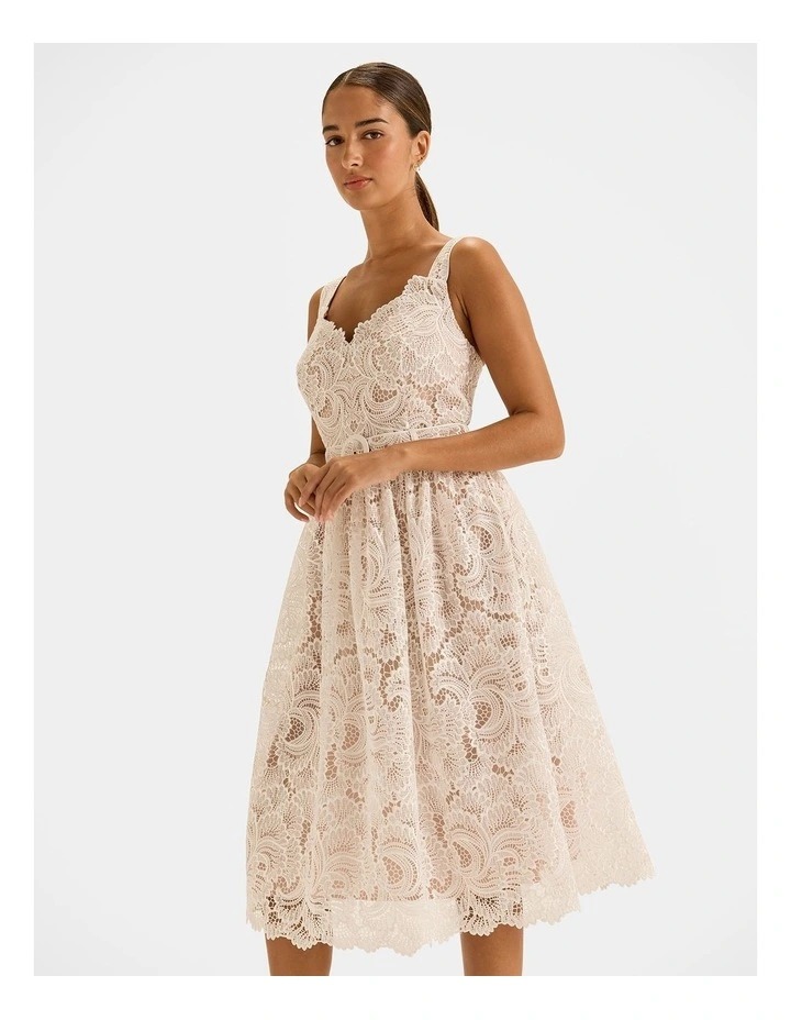 Illusion Lace Dress in Ivory image 3