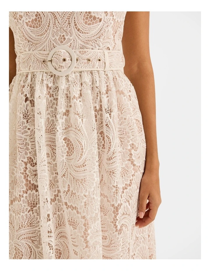 Illusion Lace Dress in Ivory image 5