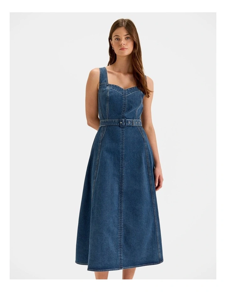 Farrah Denim Midi Dress in Indigo Rinse image 3