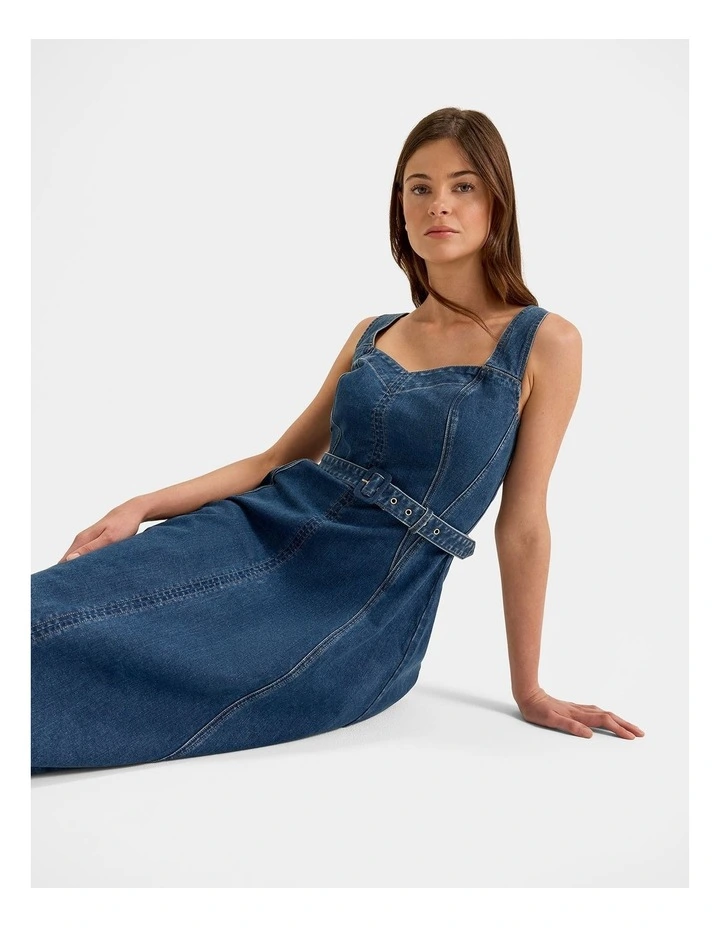 Farrah Denim Midi Dress in Indigo Rinse image 4