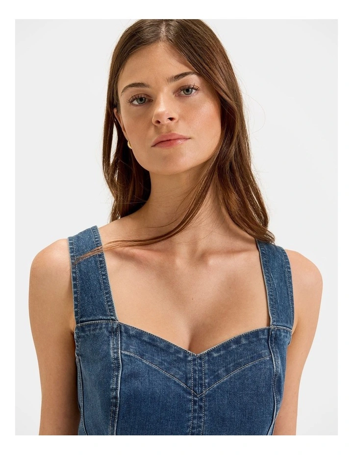 Farrah Denim Midi Dress in Indigo Rinse image 5