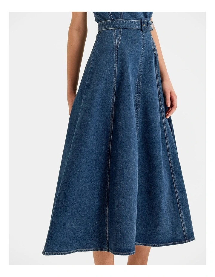 Farrah Denim Midi Dress in Indigo Rinse image 6