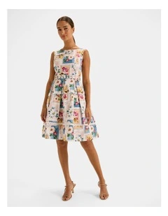 Postcards Pleated Dress in Ivory