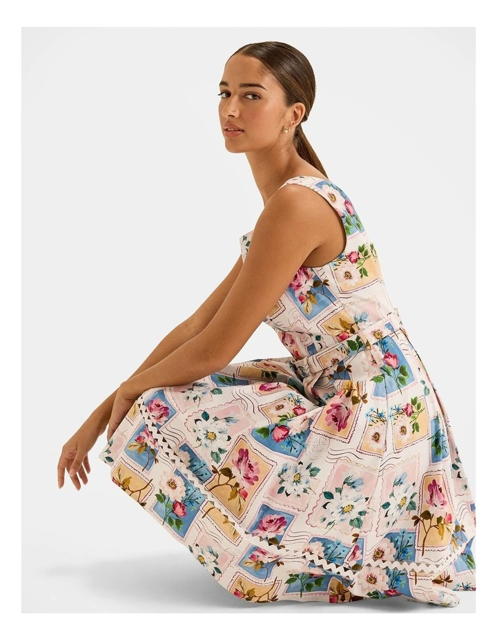 Postcards Pleated Dress in Ivory image 6