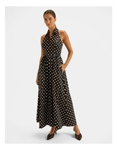 Ava Spot Maxi Dress in Black