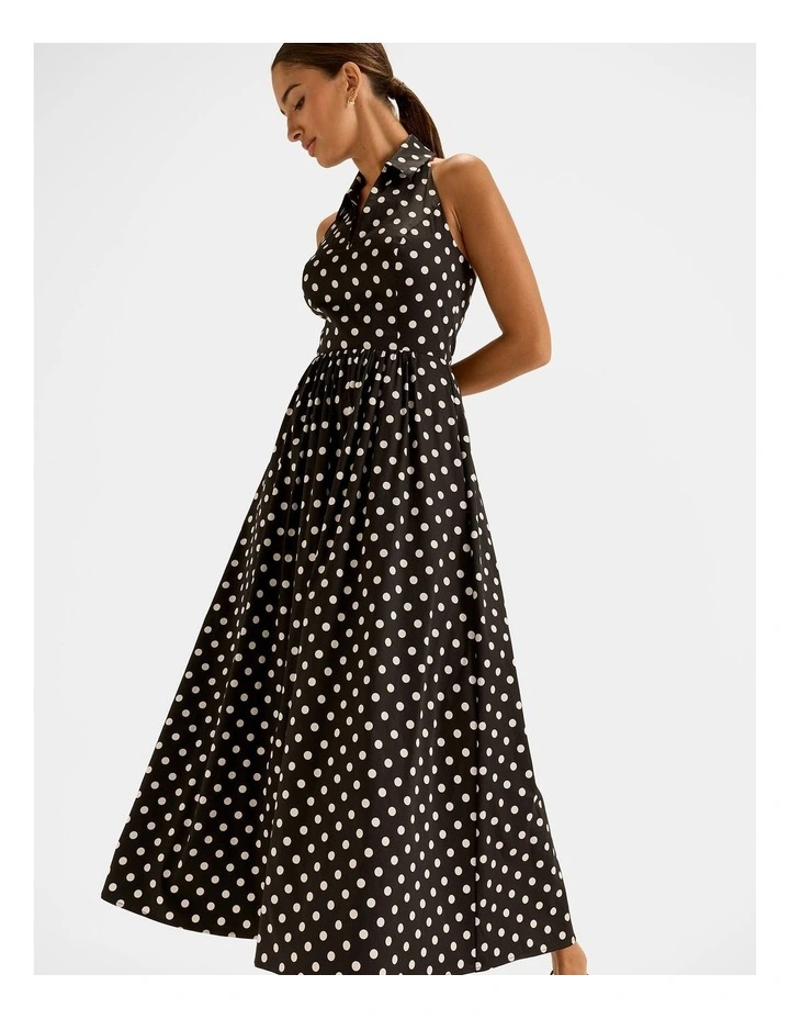 Ava Spot Maxi Dress in Black image 3