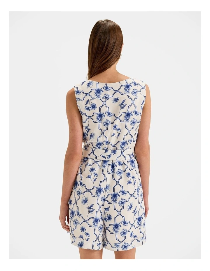 Mosaic Playsuit in Cream image 2