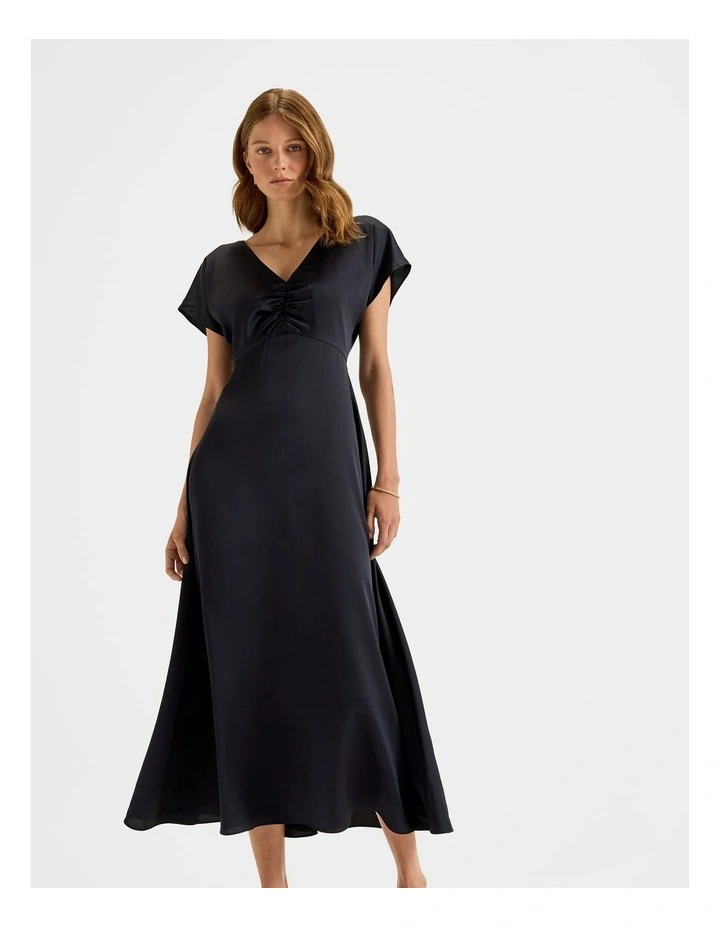 Montague Satin Midi Dress in Ink image 4