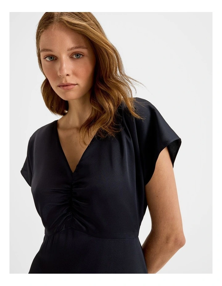 Montague Satin Midi Dress in Ink image 5