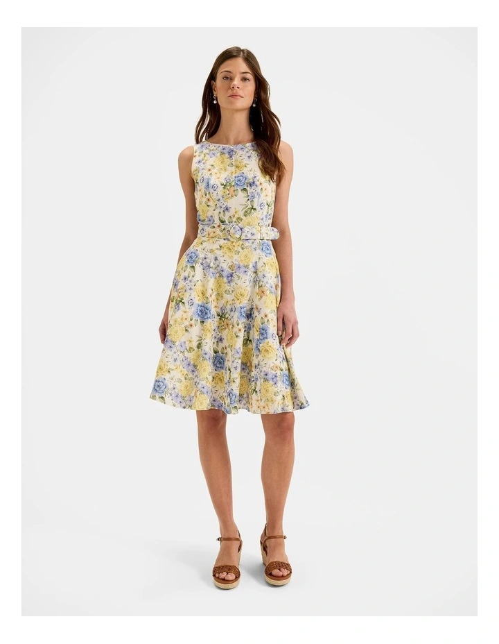 Elba Knee Length Dress in Ivory image 1