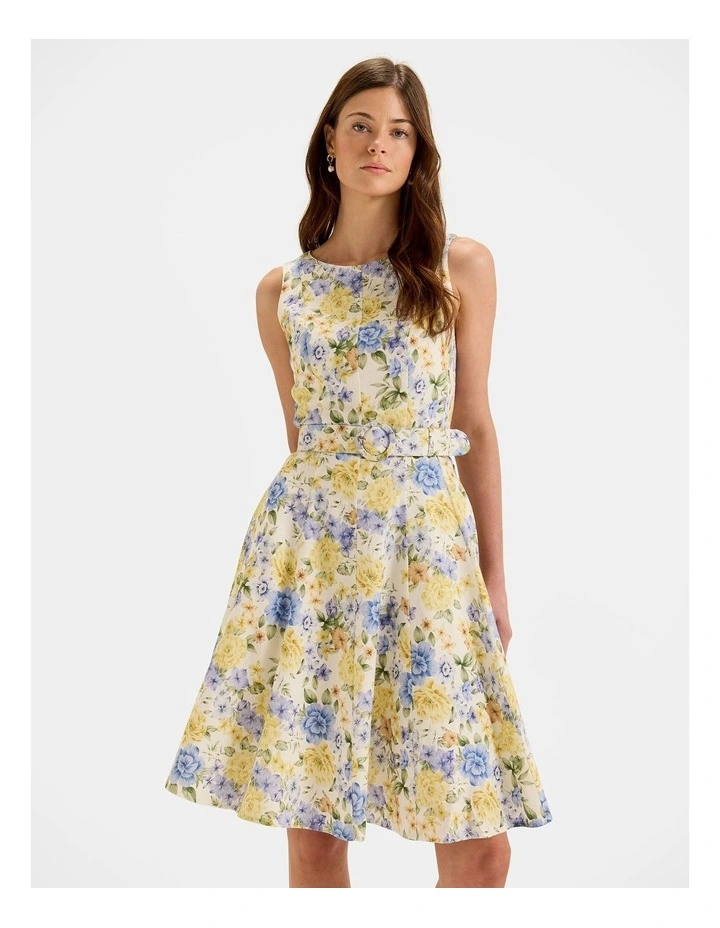 Elba Knee Length Dress in Ivory image 6