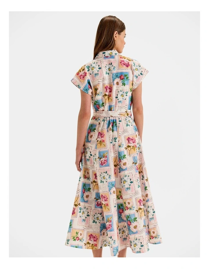 Postcards Maxi Shirt Dress in Ivory image 2