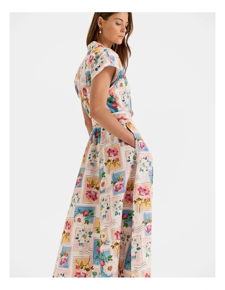 Postcards Maxi Shirt Dress in Ivory image 3