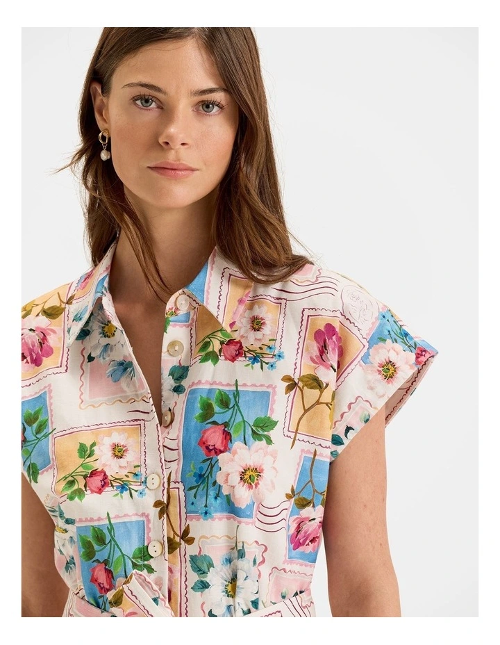 Postcards Maxi Shirt Dress in Ivory image 5