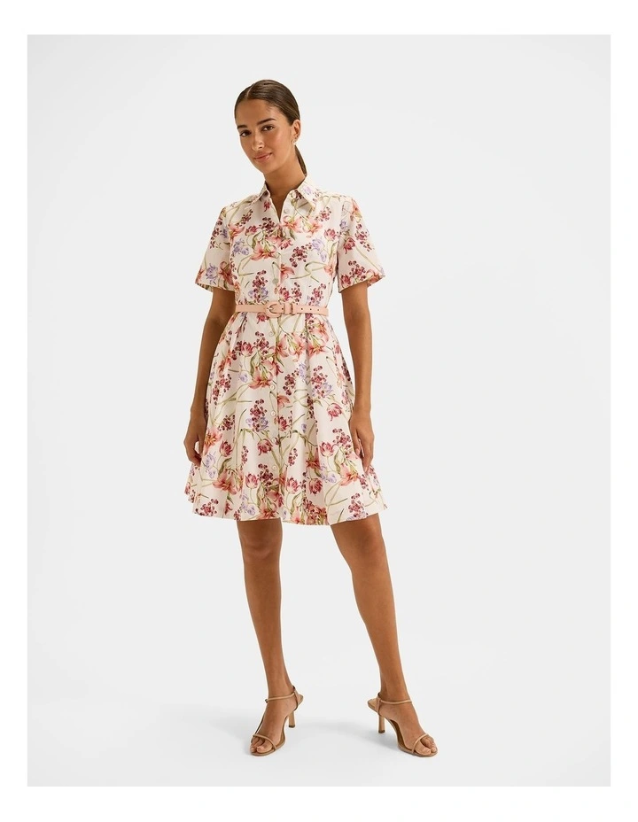 Tropics Mini Shirt Dress in Ivory image 1