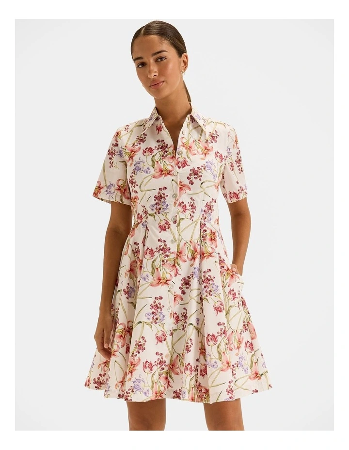 Tropics Mini Shirt Dress in Ivory image 3