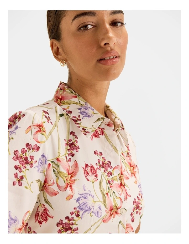 Tropics Mini Shirt Dress in Ivory image 4