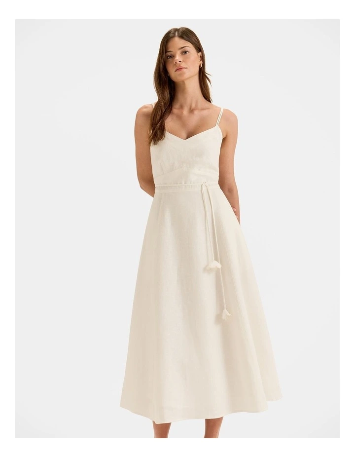 Aelia Linen Sun Dress in Ivory image 3