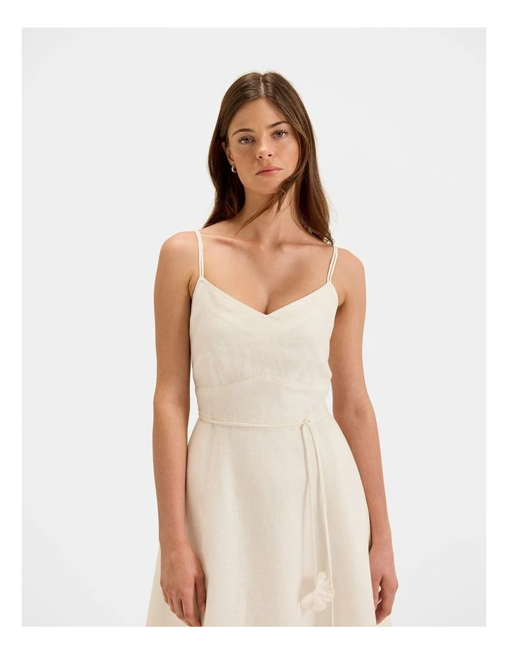 Aelia Linen Sun Dress in Ivory image 4
