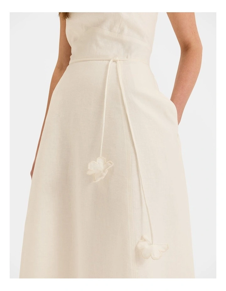 Aelia Linen Sun Dress in Ivory image 6